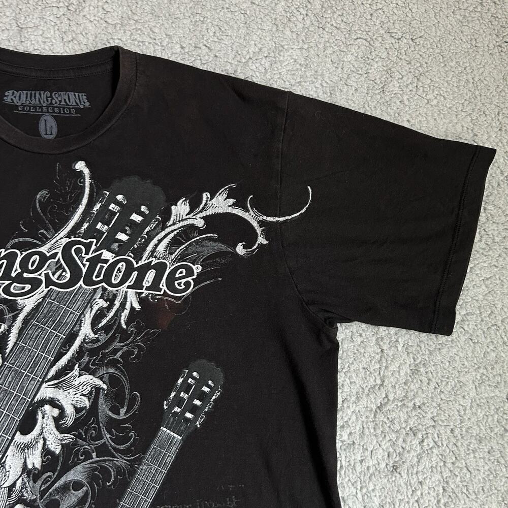 Rolling Stone Collection Mens Collection Graphic T-Shirt Black Guitar Crew Sz. L - Picture 6 of 15